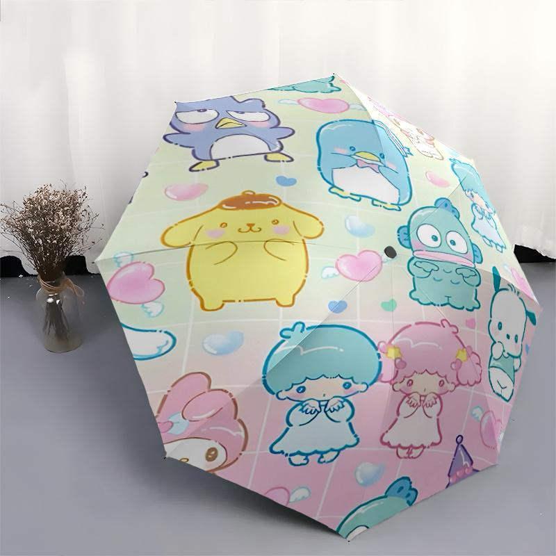 1pc Sanrio Characters Auto-Folding Umbrella - Portable 3-Fold Design with 8-Bone Iron Frame, Perfect for Fans, Travel, Daily Use, and Festive Gifts.Q0