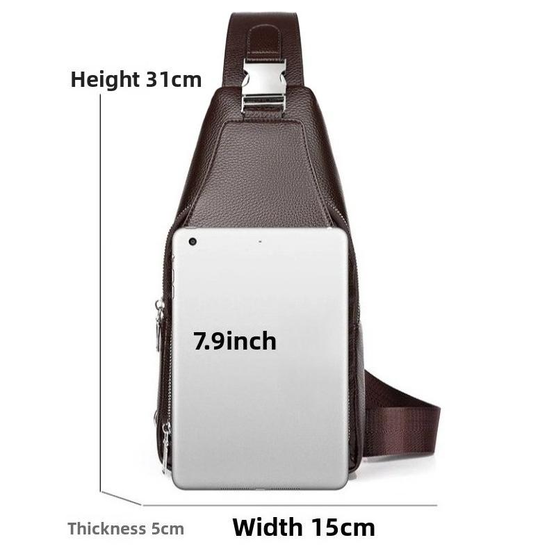 Men's PU Leather Chest Bag - Large Capacity Crossbody Sling Bag,Shoulder Bag, Adjustable Shoulder Strap for Travel & Outdoor Use