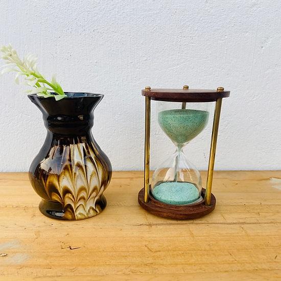 Деревянный латунный песочный таймер для домашнего декора, винтажные морские песочные часы ручной работы