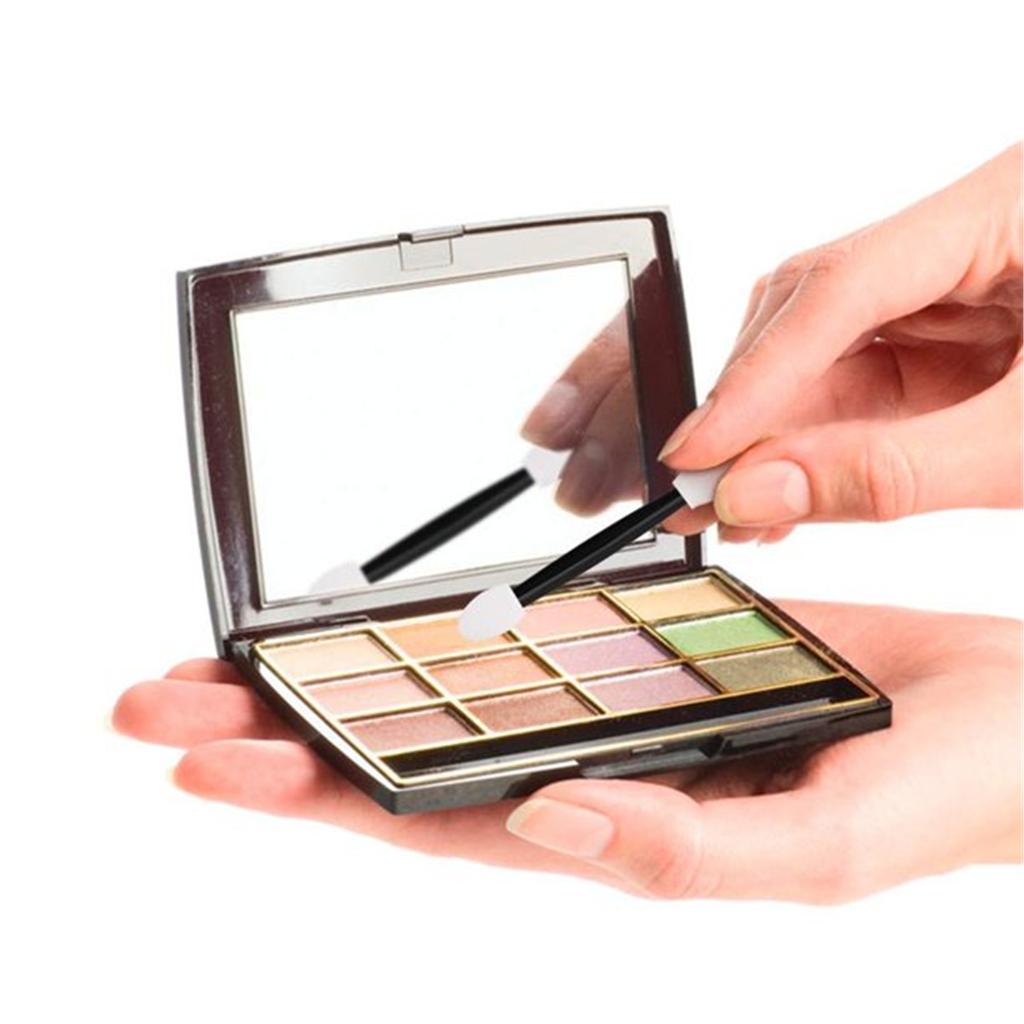 Disposable  Sides Eye Shadow Sponge Applicators With Container, 4 Colors Eyeshadow Brushes Makeup Applicator, 120 Pieces