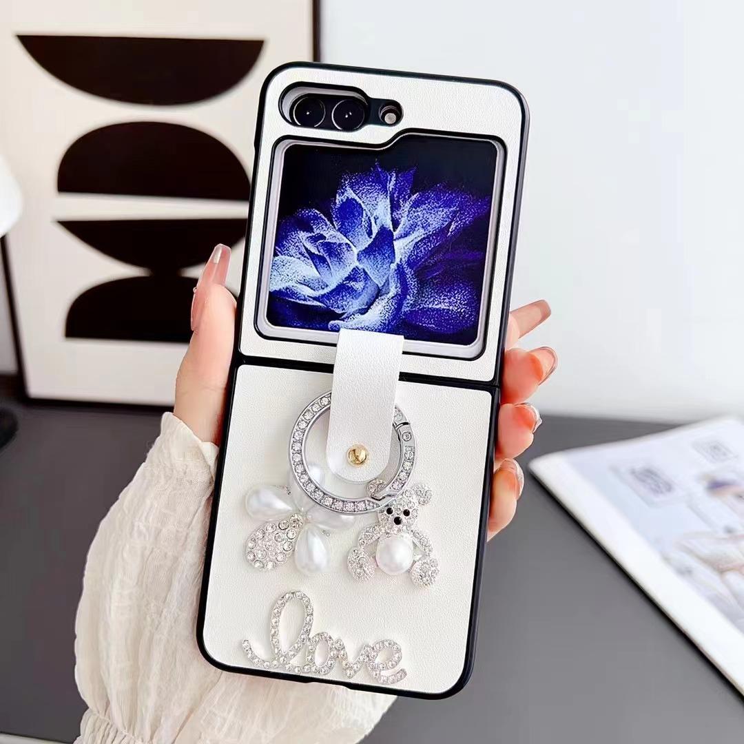 

Чехол для телефона с пряжкой в виде кольца «Кролик-медведь» подходит для смартфонов Samsung zflip3/zflip4/zflip5 zflip5