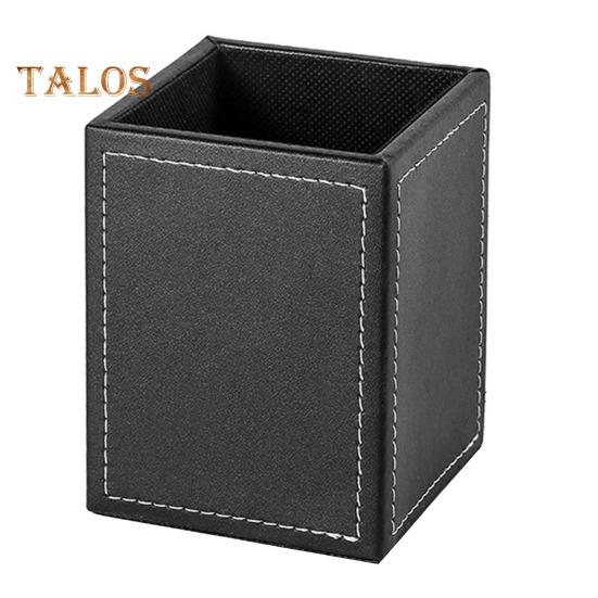 

Подставка для ручек из искусственной кожи с белой строчкой, водонепроницаемый, легко моющийся, квадратный держатель для карандашей чёрный