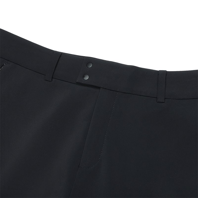 FILA Golf Series Solid Color Mid Waist Fleece Straight Leg Casual Long Pants Women bottoms Deep-Black A11W345601F-BK