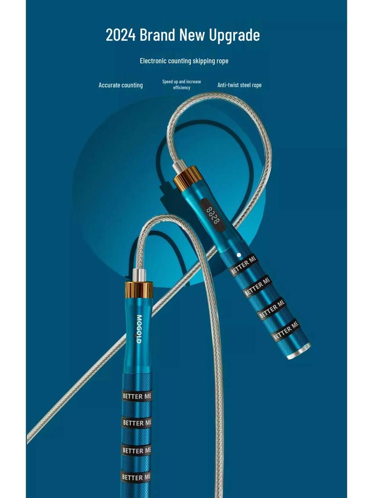 MOGOLD Smart Bluetooth Jump Rope with Counting & Four Silicone Rings