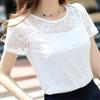 Summer Women Lace T-Shirt Lady Short-Sleeve Round-Neck T-Shirt Female Sexy Slim Fit  Tee Girl Chiffon Shirt Pullover