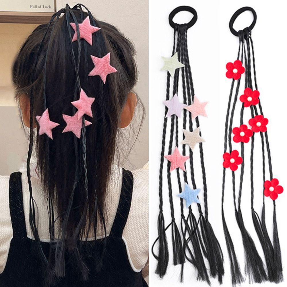 

Rubber Bands Girls Colorful Wigs Flower Kids Hair Ornament Wigs Ponytail Headbands 8