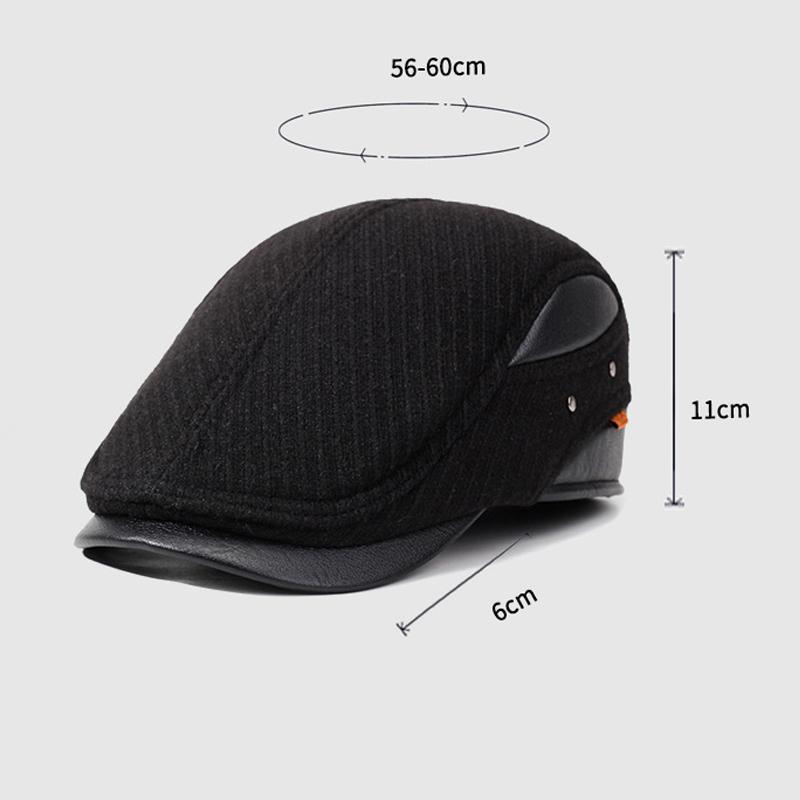Men's Cap Middle-Aged Winter Outdoor Peaked Cap Cold-Proof Warm Velvet Thick Ear Protection Forward Cap