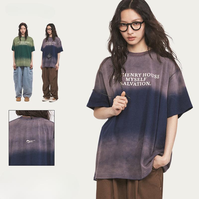 

Men s Summer Gradient Washed Print T-Shirt - Crew Neck, Short Sleeve, Casual, Stylish & Breathable M зелений