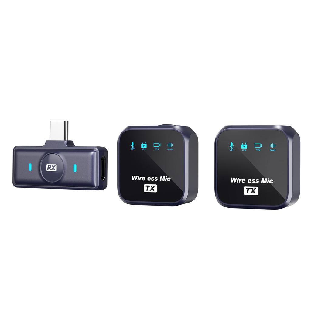 One Trigger Two 2.4G Wireless Microphone Magnetic Clip On Mic for Camera 50M Transmission Range Noise Cancelling Built