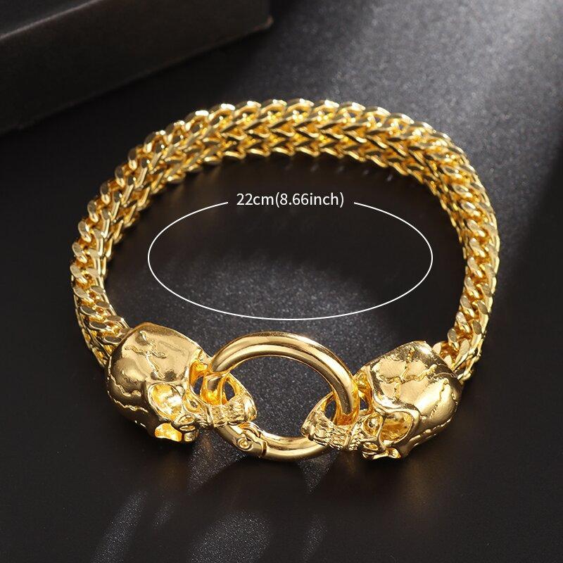 Classic Fashion Punk Stainless Steel Skull Bracelet Men\\\'s Charm Gothic Bracelet Jewelry Gift