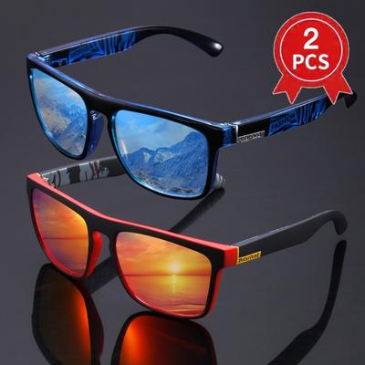 2pcs Women's Sports Style Stylish Eyeglasses Simple Square Frames Eyeglasses with Real Film Colorful Mirror Men's Travel Party Eyeglasses