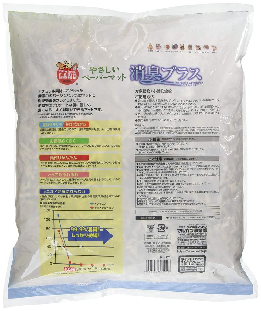 Minimal Land Gentle Deodorizing Paper Mat Plus for Small Animals, 750g