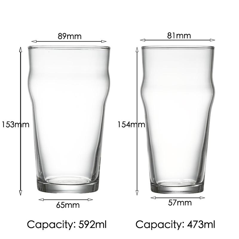 570ml Beer Glasses Set of 4 (FOUR) 1.2 Pint Glass Capacity In a Traditional Pub Drinking Glasses Design. Oversized Beer Glasses