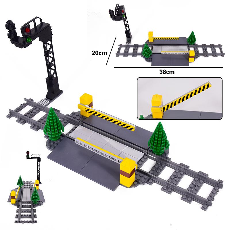 City Trains Flexible Tracks Forked Straight Curved Soft Rails Track Switch Building Block Bricks Kids Diy Technical Creative Toy