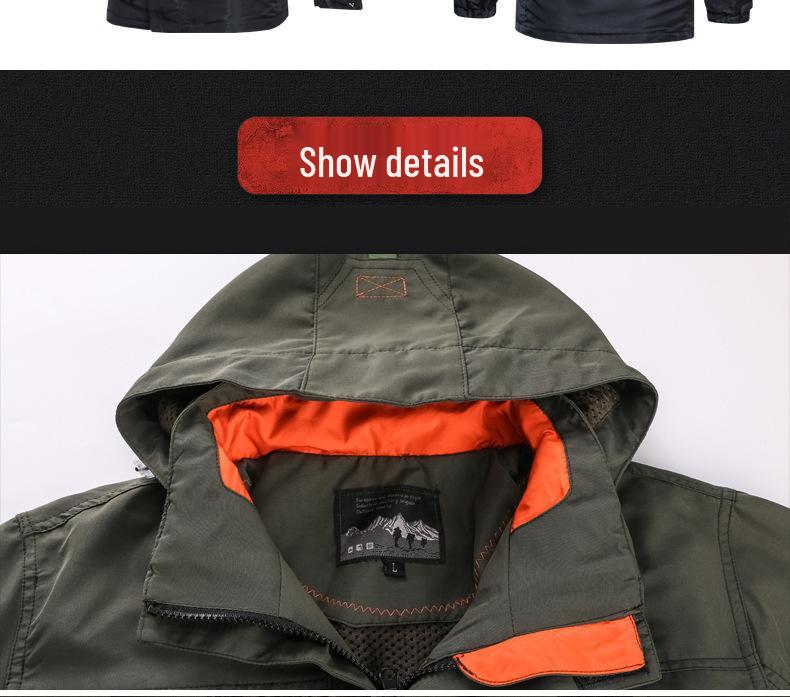 Men's Mid-Length Casual Hooded Plus Size Jacket for Spring and Autumn.