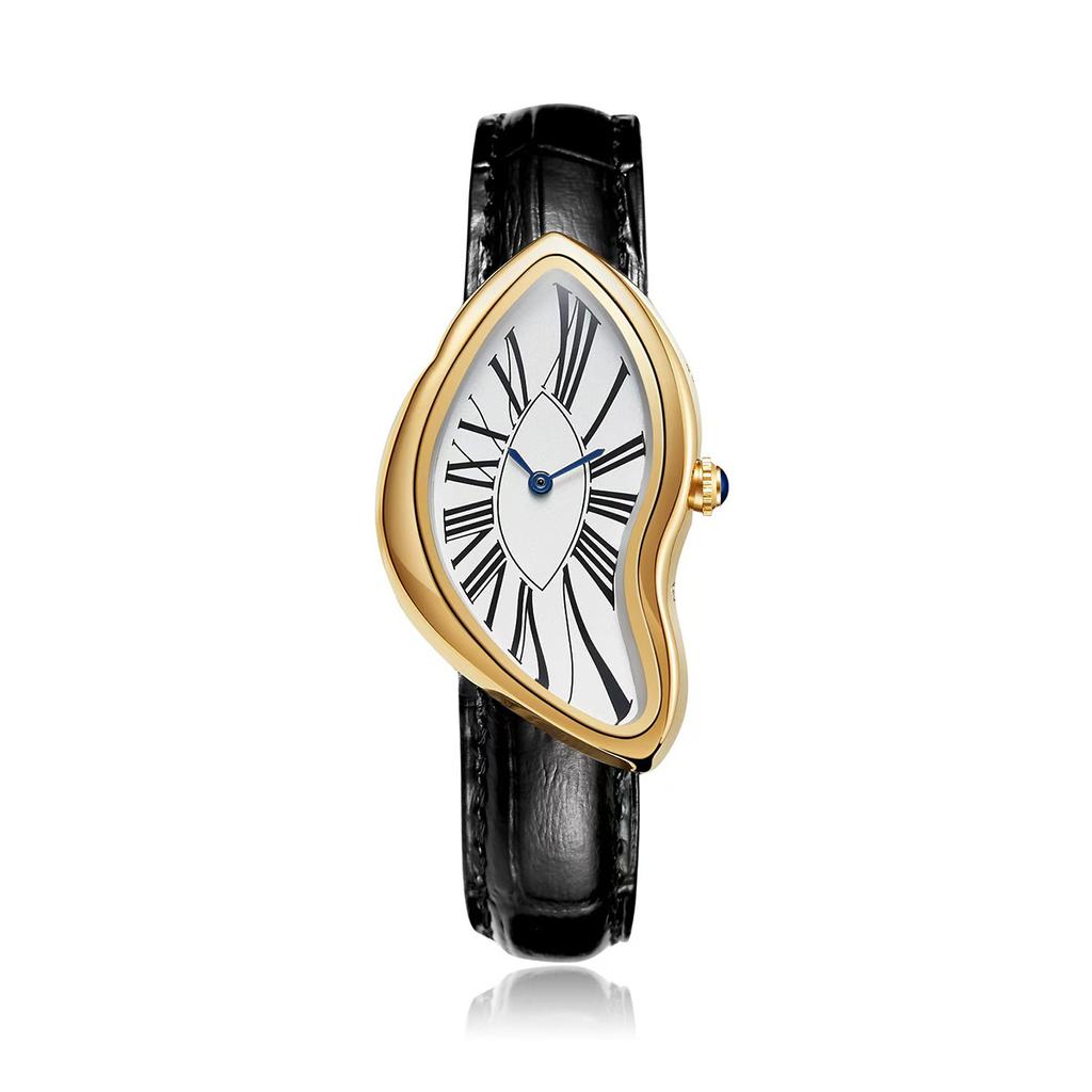 New Shape Quartz Men's Watch Y2k Style Twisted Case 2025 Trendy Personalized Niche Design Watch Leather Waterproof Watch Clock