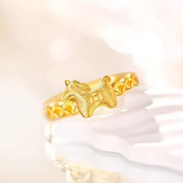 Vietnam Sand Gold Zodiac Year of the Horse Luxury Coin Ring