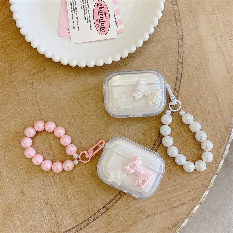 Star Bow Transparent Airpodpro3 Suitable For Apple Bluetooth Headset Cover Airpod4 Bracelet