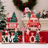 Wooden Wooden Xmas Tree Ornaments Handcrafted Wooden Material Snowman Sign Natural Wood Santa Claus Design Santa Claus Decor