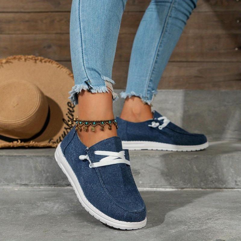 Dámské šněrovací boty, ležérní plátěné lehké slip-on boty, dámská outdoorová obuv