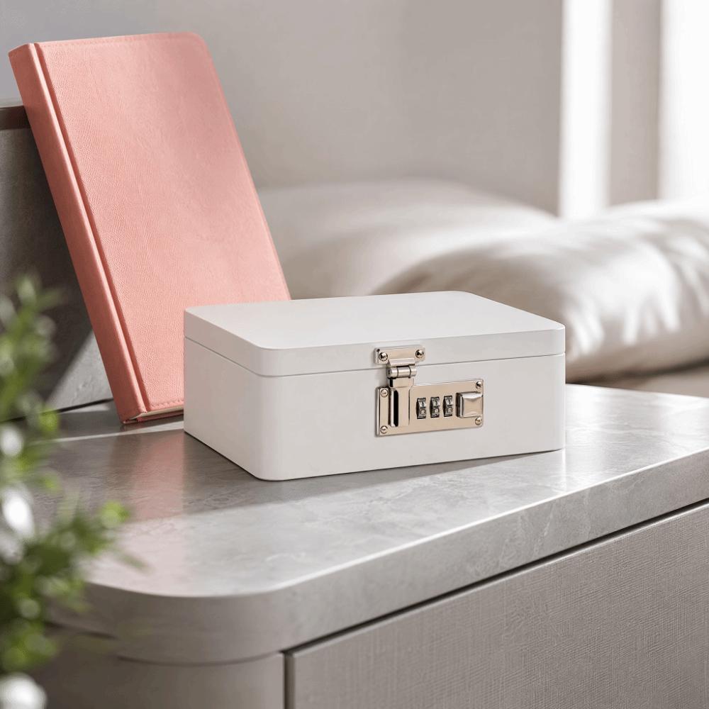Rectangular Password Lock Iron Box Flip Top Design Jewelry Storage Box Piggy Bank Desktop