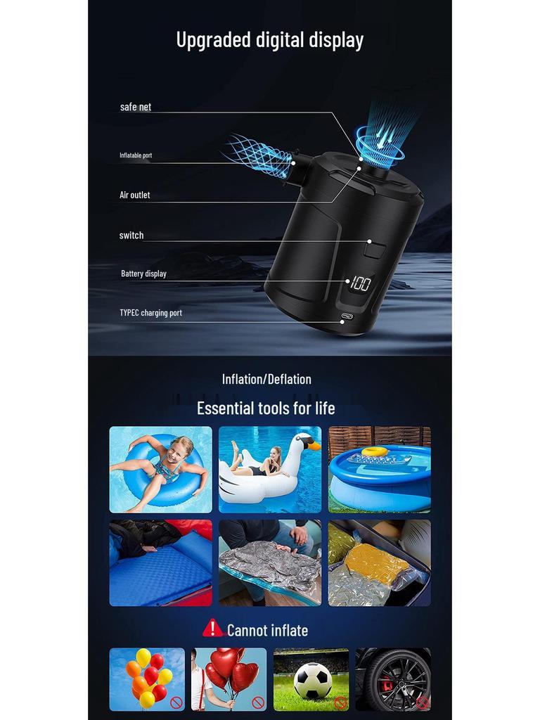 Portable Car-Mounted Electric Inflatable Pump for Camping