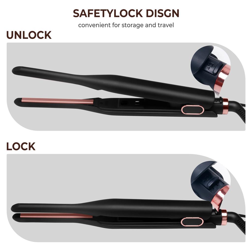 Small Flat Iron for Short Hair Pencil Flat Iron Mini Hair Straightener Tiny Hair Straightening Iron Ceramic Beard Straightener T