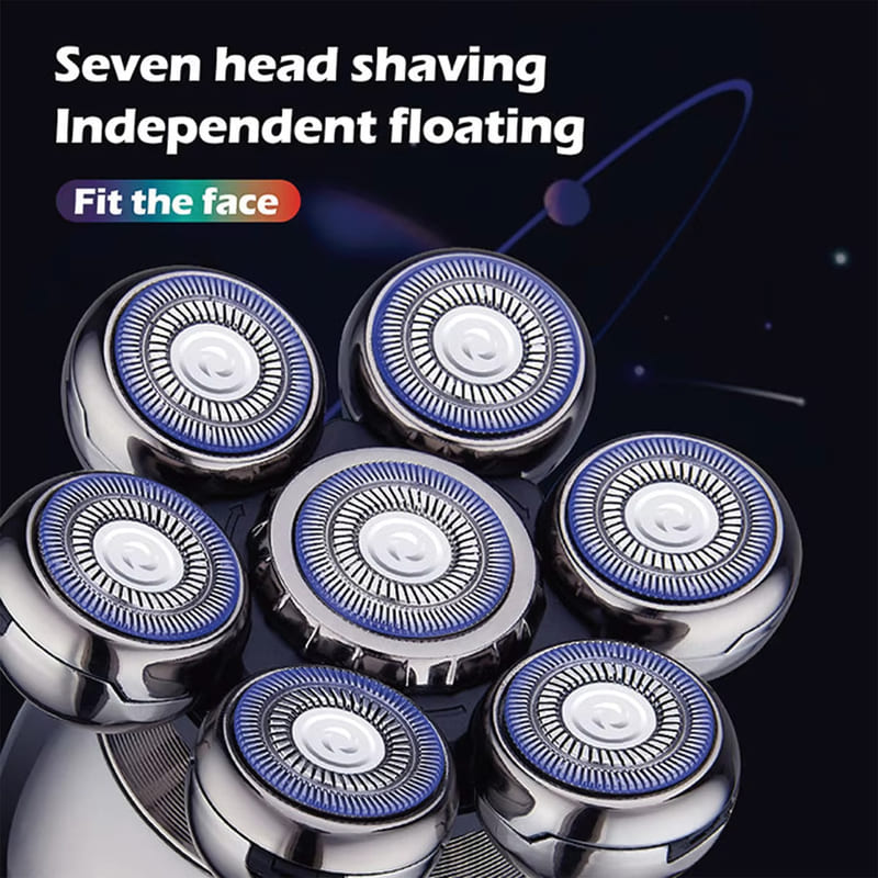 VGR V-315 5-in-1 Multi-function IPX5 Ball Shaver with Digital Display Base Rechargeable Shaving Head Beard and Nose Hair Trimmer Multi-head Haircut