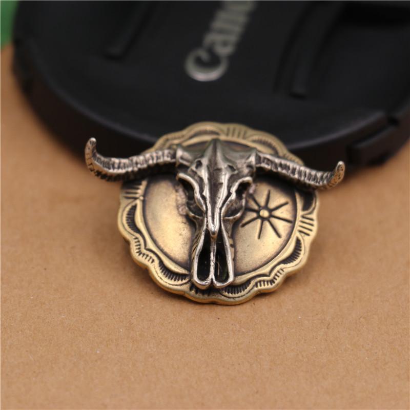 Vintage Brass Buffalo Skull Screw Back Coin Concho Bison Bull Gaur Rodeo Indian Cowboy Leathercraft Accessories