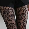 Flower Lace Mesh Stockings (Black)