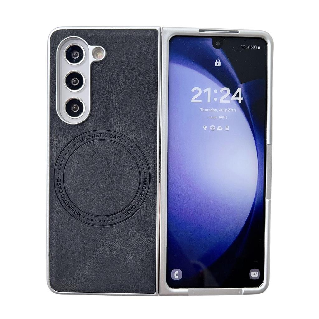 Retro Leather Grain Magnetic Case for Samsung Galaxy Z Fold5/4/3 - Drop-proof & Foldable