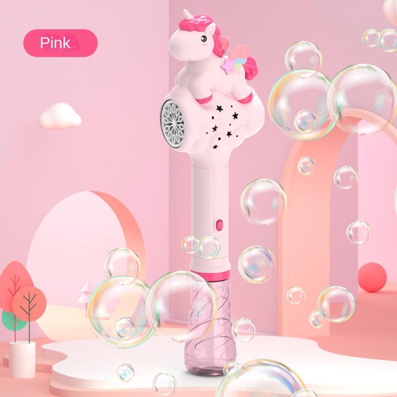 Non-Toxic Christmas Unicorn Electric Bubble Gun Kids Toy Bubbles Machine Automatic Soap Blower With Light Outdoor Party Games Children