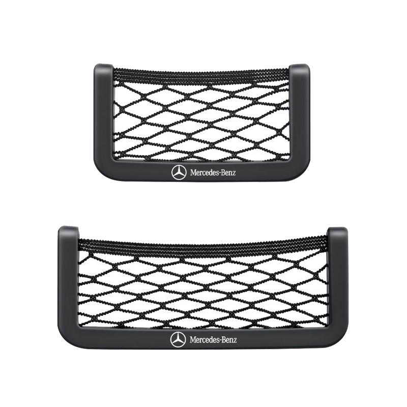 VRF2   Car Organizer Storage Bag Auto Paste Net Pocket Phone Holder Car Sticker For Mercedes Benz W212 W211 W213 W203 W205 W204 A C E