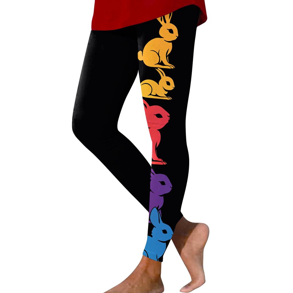 Damskie casualowe i modne spodnie do jogi z elastycznego materiału, dopasowane, z nadrukiem wakacyjnym, w kratę, długość 9 minut