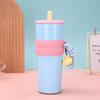 711ml Stainless Steel Tumbler with Straw & Handle, Insulated Thermal Mug for Car Office Travel hot water bottles thermos coffee