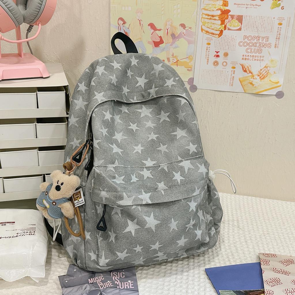 Schoolbag Japanese Ins Niche College Wind Star Schoolbag Female Student Korean Version Large Capacity Backpack Mori Simple Backpack