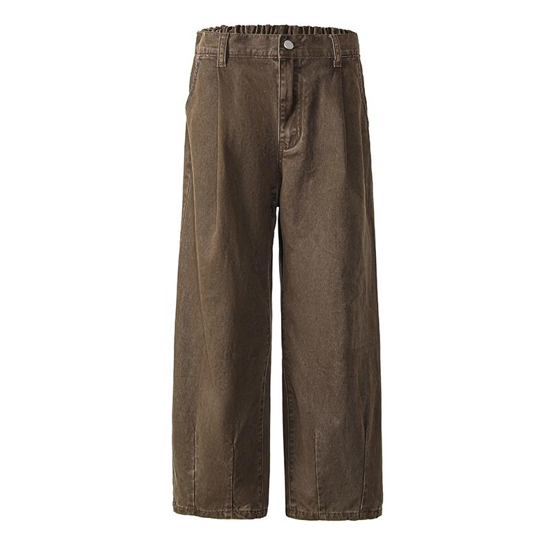 

2025 Весна Лето Мужские Брюки-Карго Из Чистого Хлопка Корейский Стиль Мужские Повседневные Свободные Брюки Мужские Комбинезоны Уличные Брюки Хип-Хоп XL кофейный