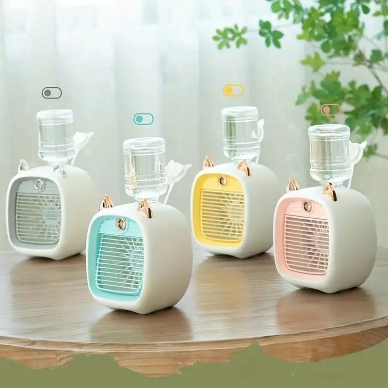 New Version Cooling Small Fan 1200mAh Three Gear Air Conditioning Fan Portable Handheld Small Hanging USB Type Fan Versatile Use