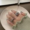 Chic Minimalist Korean Inspired Rhinestone Floral Ring For Fashionable Women