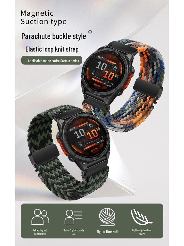 61S Elastic Paracord Watch Band for Garmin Fenix 8, 7X Pro, 955, 965