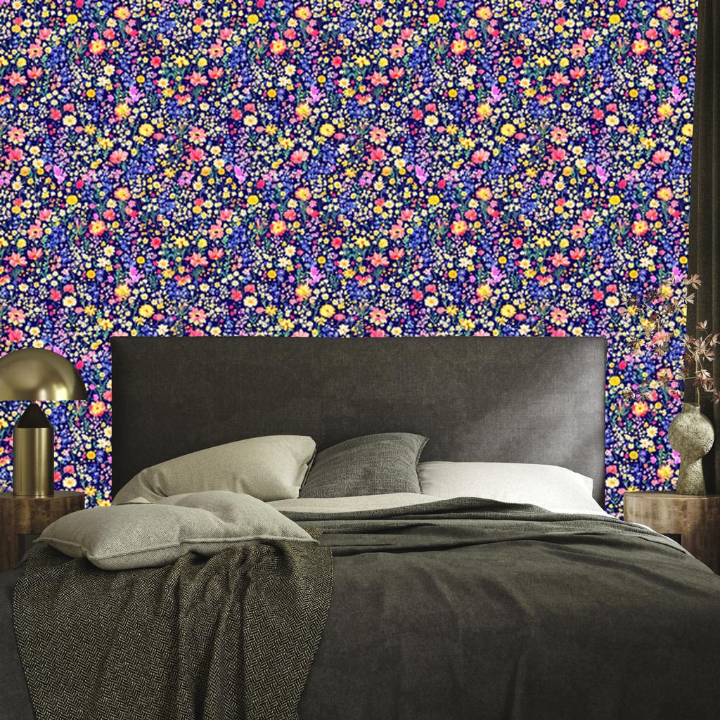 Blue and purple wildflowers wallpaper for living room and bedroom 50x1000