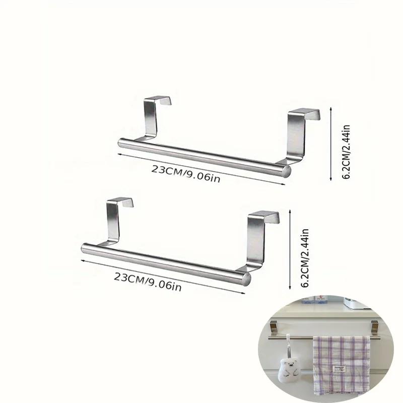 Towel Rack Over Door Towel Bar Hanging Holder Stainless Steel Bathroom Kitchen Cabinet Towel Rag Rack Towel Hanger