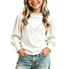 Girls Lace Trim Puff Sleeve Top Casual Blouse for Everyday Wear