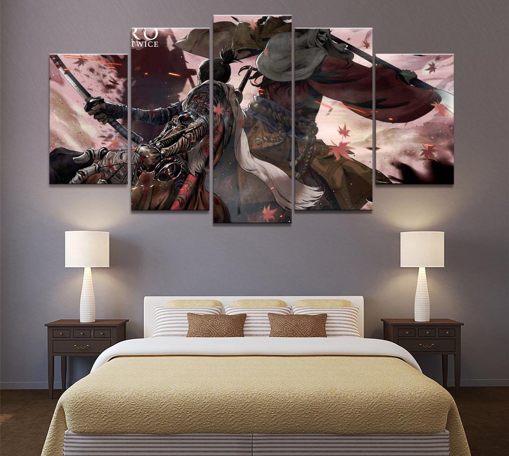 Unframed 5Pcs SEKIRO Shadows Die Twice Games Canvas Posters Wall Art Pictures HD Paintings Home Decor for Living Room Decoration