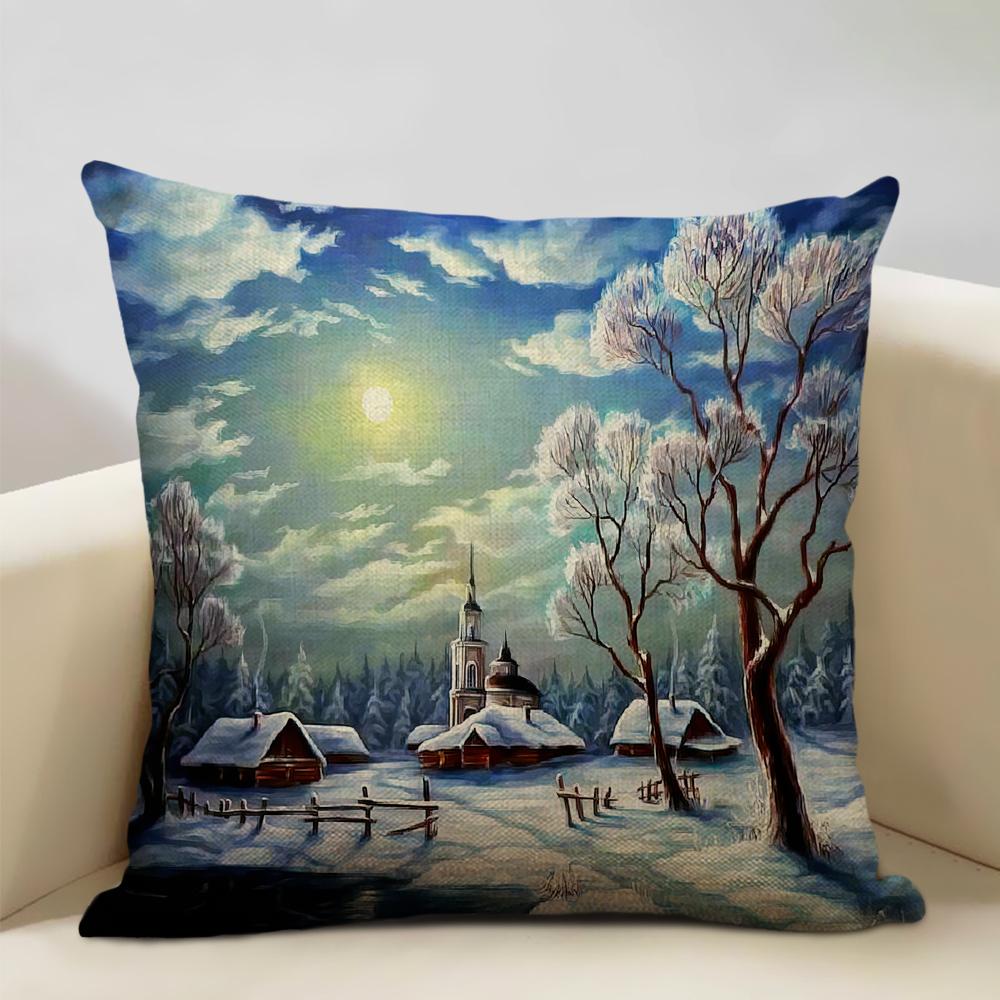 Christmas Decorative Cushion Cover Santa Claus Snowman Pillow Case 45x45cm Pillowcase Happy New Year Home Decor