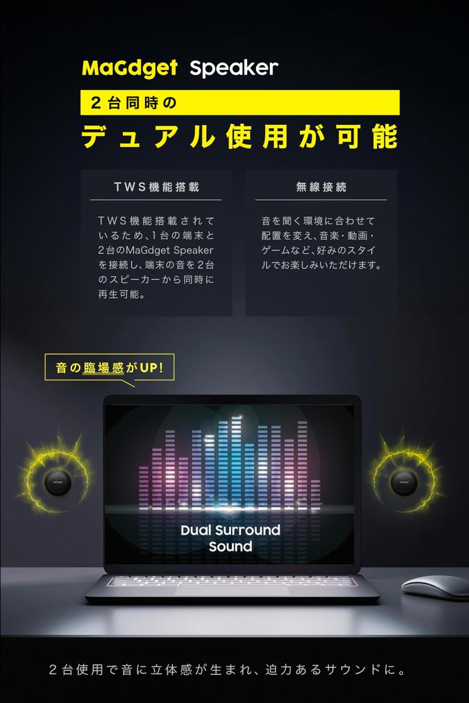 Magdget MagSafe Magnetic Portable Bluetooth TWS Dual Stereo TELEC USB Charging Speaker, Compatible, Speaker, 5.3 Connection, Playback, Built-in