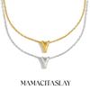 MamacitaSlay 316L Stainless Steel Letter Pendant Necklace Waterproof 18K Gold Plated Neck Jewelry Women's Minimalist Necklace