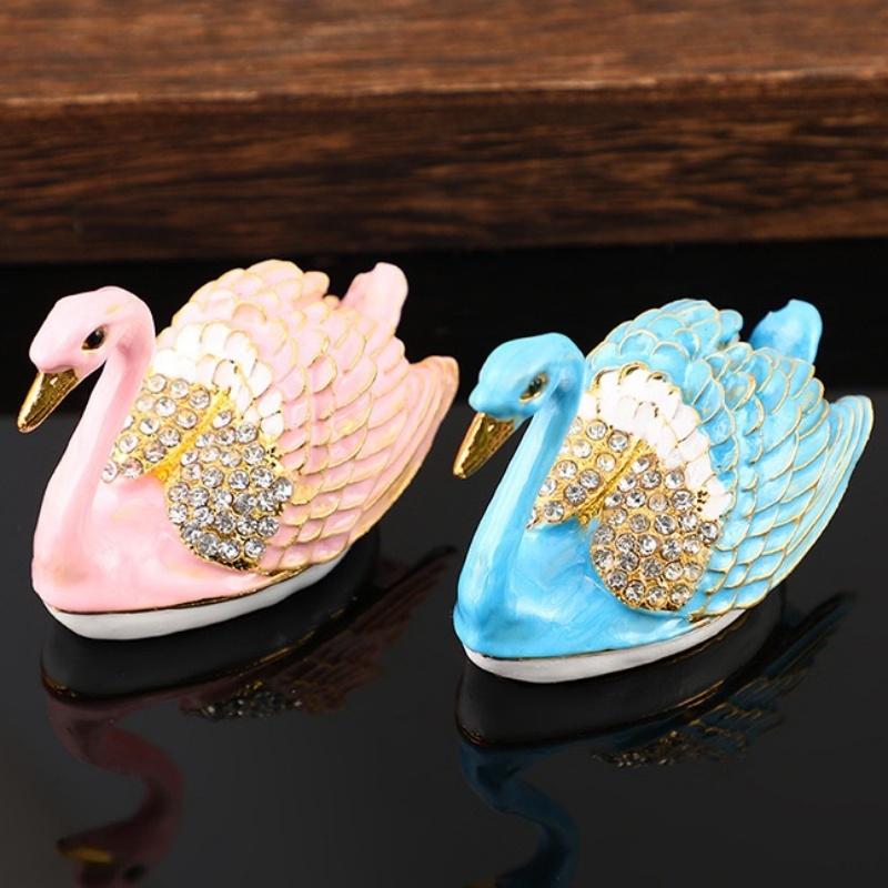 Swan Mini Jewelry Storage Box Inlaid Gem Organizer Enameled Exquisite Earrings Ring Holder Storage Jar Unique Festival Gift