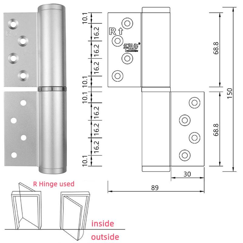30 KG Langlebige Eloxierte Aluminiumlegierung Abnehmbare Türscharniere Schwerlast-Kugellager Soft-Close Modernes Design Linke/Rechte Tür