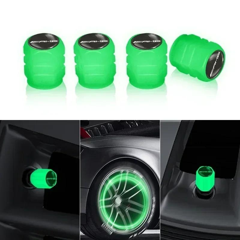 RAT2 4PCS Car Luminous Tire Valve Cap Wheel Nozzle Night Glowing Caps For Mercedes Benz Amg W204 W213 W205 W211 W212 W176 W205 W203
